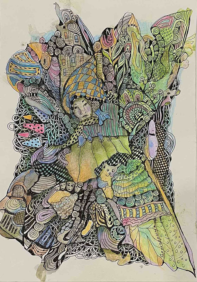 Художник Татьяна Гершгорина. Бабочка. 2026 год. Бумага, карандаш, гель, акварель